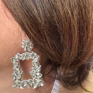 Deepa Gurnani silver diamond studded earrings